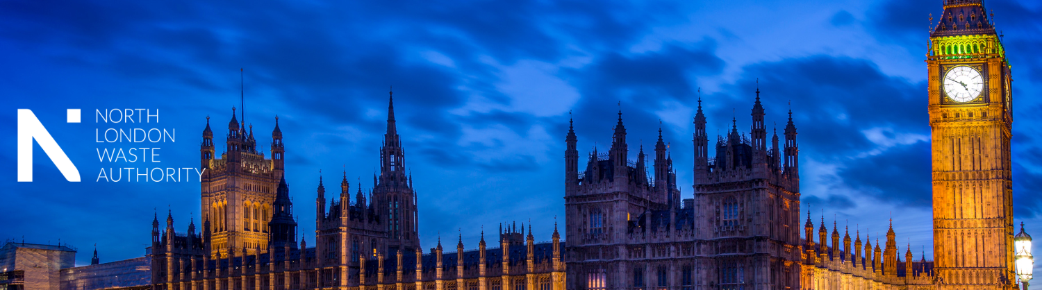 The NLWA logo superimposed over the houses of parliament