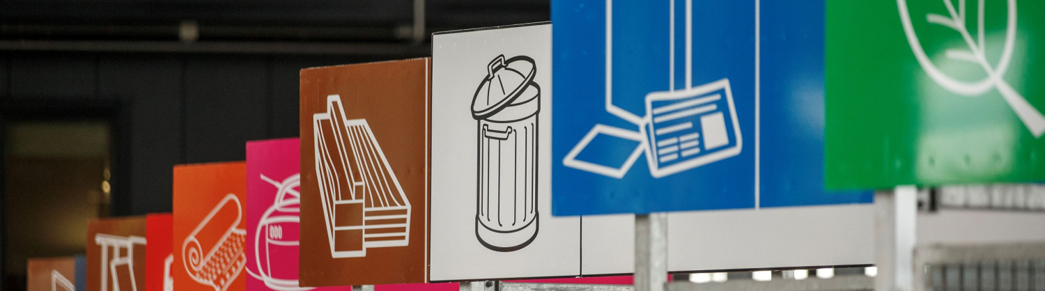 Recycling symbols at Edmonton EcoPark Recycling and Reuse centre