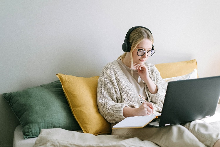 Woman working on laptop