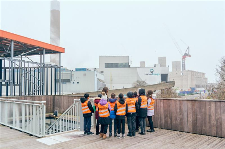 Group of children overlooking the energy from waste facility