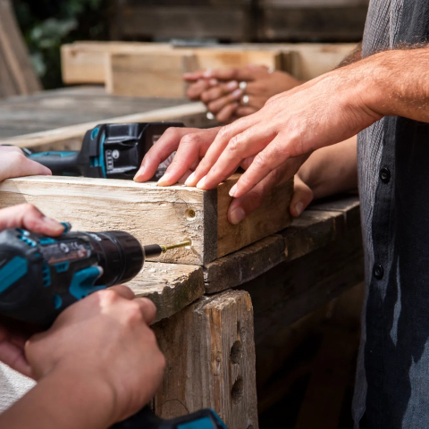 A wood workshop in action