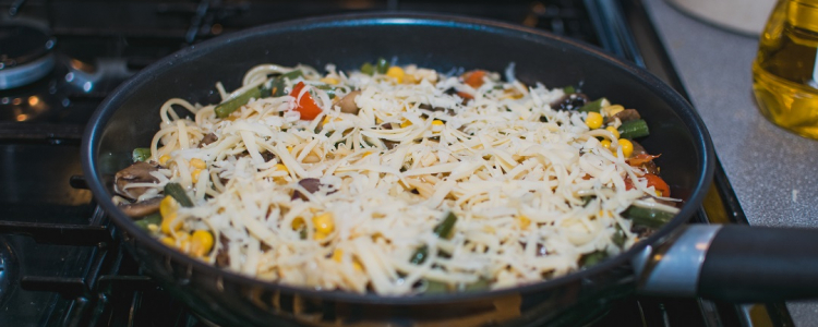 Pasta frittata in a pan